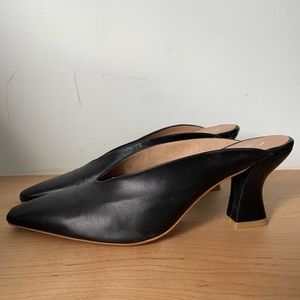 L’intervalle leather low heel, square toe mule shoes